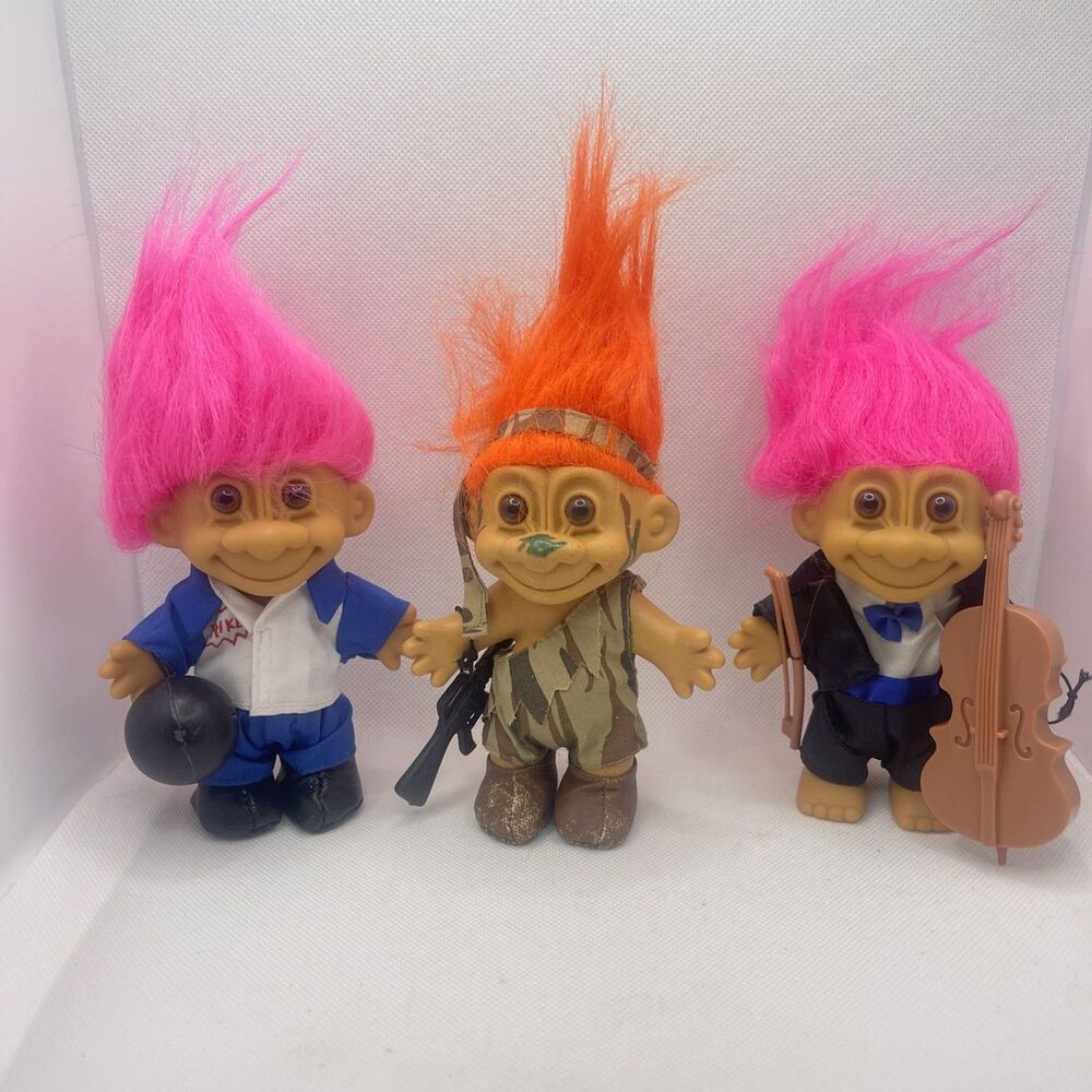 Lot of 3 Trolls - Bowler Troll, Commando Troll & Cello Player Troll